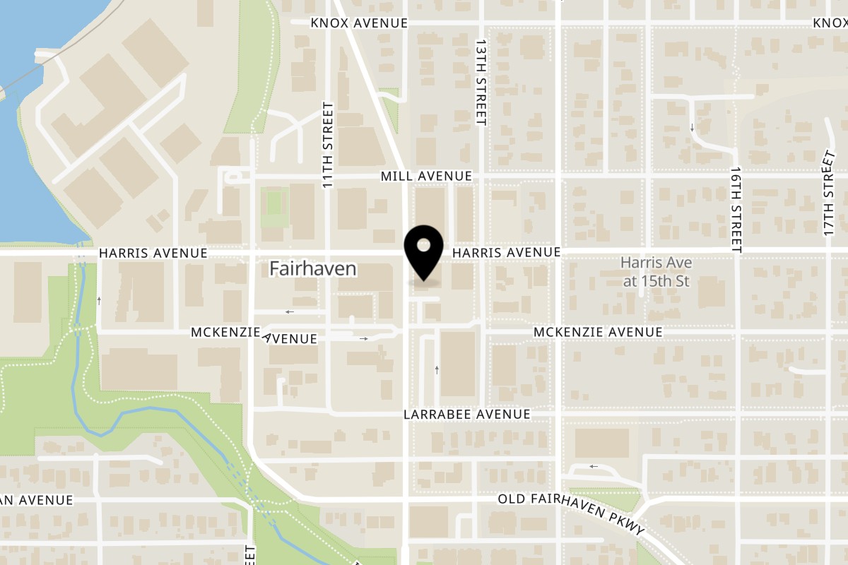 Map showing the location of Mambo Italiano Cafe on 1303 12th St in Bellingham